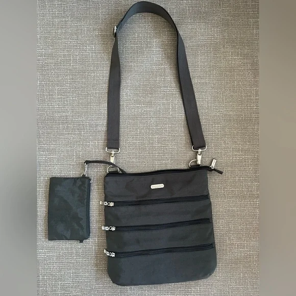 Baggallini Crossbody Bag Gray MultiPocket Travel Purse Adjustable Strap Wristlet - Picture 3 of 11